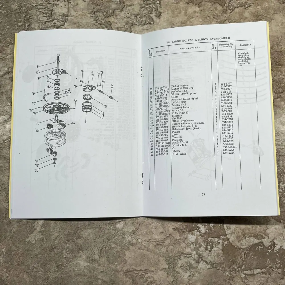 Katalog náhradních dílů Jawa pionýr 50/555