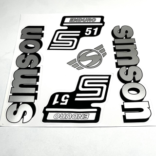 Nálepky Simson S51 enduro - stříbrná