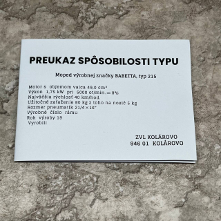 Kartička Jawa Babetta 215 