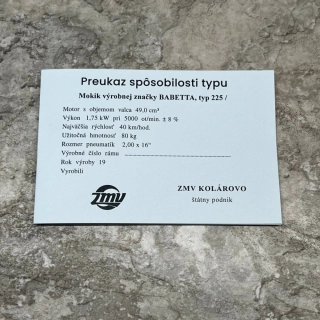 Kartička Jawa Babetta 225