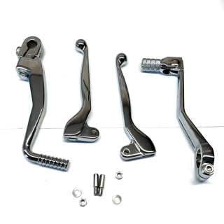 Sada - páčky řidítek, startovací a řadící páka Simson S51 - chrom - MZA