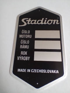 Štítek rámu černý moped Stadion S11, S22