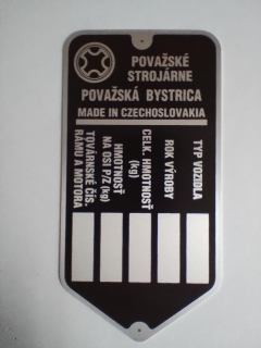 Štítek rámu Jawa 50/23 Mustang, Jawa 90, Jawa Babetta 207