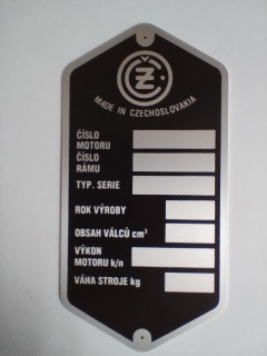 Štítek rámu ČZ 125/476 a 175/477