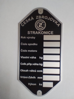Štítek rámu ČZ 125 B, T