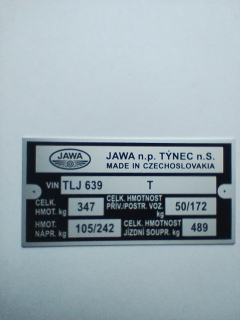 Štítek rámu Jawa 350/639