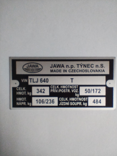 Štítek rámu Jawa 350/640