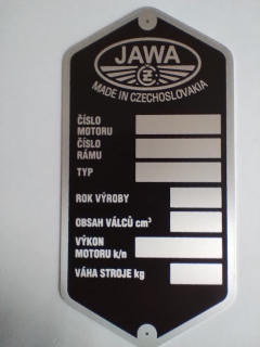 Štítek rámu JAWA ČZ 125-350 kyvačka
