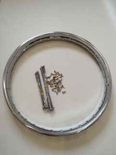 Kompletní český výplet kola chrom a ráfek - Jawa Pérák přední 150mm