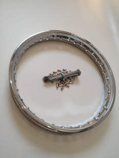 Jawa 50 pionýr , mustang český výplet kola nerez a ráfek 16"x 1,6"