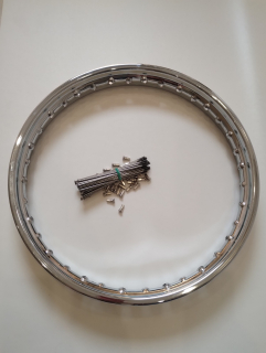 Jawa ČZ 250/353 a 350/354 český výplet kola nerez a ráfek 16"x 1,85"