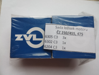 Ložiska motoru ČZ 250/455 a 250/475 - ZVL - sada