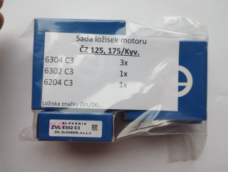 Ložiska motoru Jawa ČZ 125, 175 - malá Kývačka - ZVL - sada